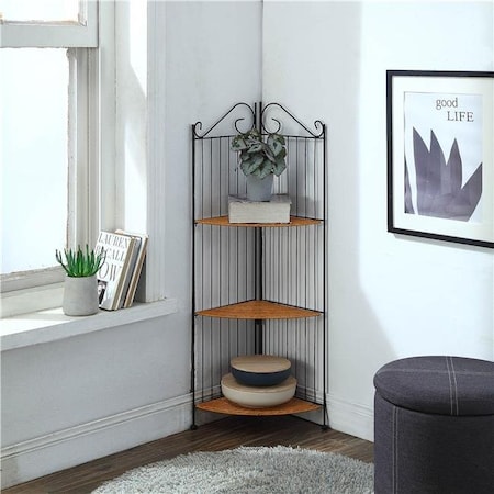 4D Concepts 4D Concepts 143023 3 Tier Corner Bookcase Wicker/Metal 143023